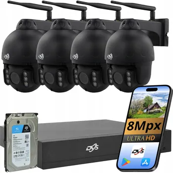 IP kamera Sada bezdrátových otočných kamer DVS 8 Mpx 4K s 2TB diskem