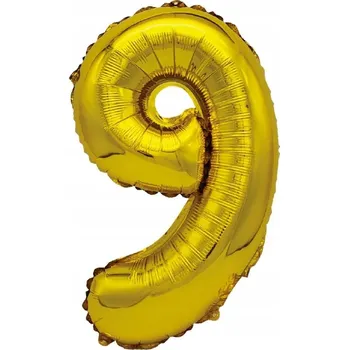 Balónek Fóliový balónek ČÍSLICE 9 zlatý k narozeninám na hélium 40 cm