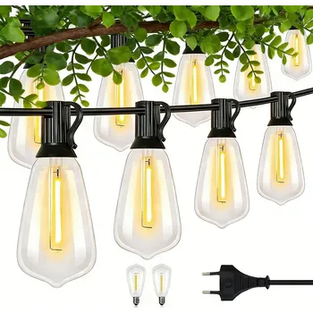 Venkovní osvětlení SVĚTELNÝ LED ZAHRADNÍ GIRLANDA ZAHRADNÍ SVĚTLA 15,2M 25+2 ŽÁROVKY VENKOVNÍ