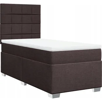 Postel Kontinentální postel 200 x 100 x 140,5/150,5 cm, tmavě hnědá, bílá matrace