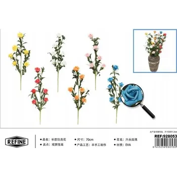 umělá květina Rest.aer-Jednoprstová 6 hlav růže 70 cm