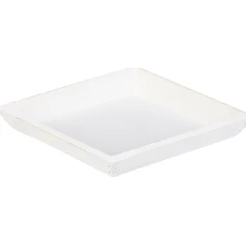 Bílý čtvercový dřevěný tác - rustikální dekorace pro váš interiér Barva: bílá