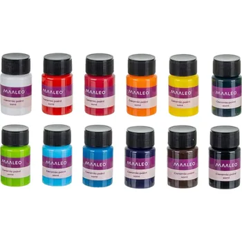 Výtvárné potřeby Maaleo 26296 Sada barev na sklo a keramiku 12 × 20 ml