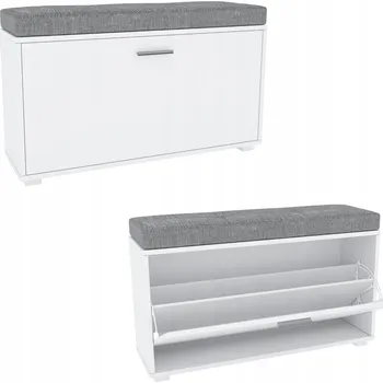 Botník Botník 1 dveře, bílá, šedý polštář , Target Home, 910.5904181