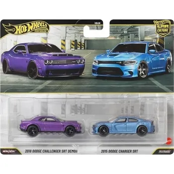 auto na autodráhu Hot Wheels Premium Car Culture TwinPack 2018 Dodge Challenger SRT Demon a 2015 Dodge Charger SRT
