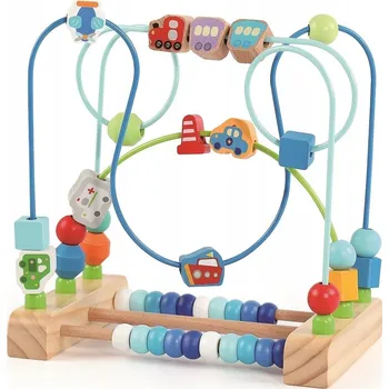 Dřevěná hračka Dřevěný labyrint s korálky DOPRAVA - zábavné učení hrou.