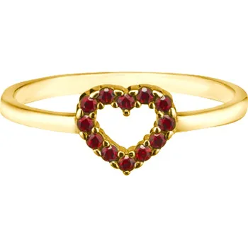 Prsten Český granát pozlacený prsten stříbrný Srdíčko 121085Z Velikost: 60