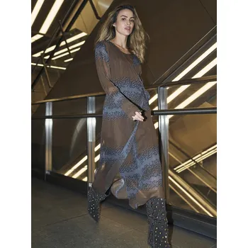Dámské šaty NÜ Denmark Bianca Dress Šaty 8614-23 | Šedo-hnědé M