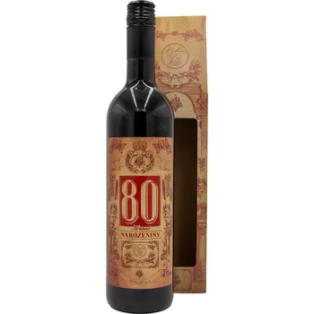 Dárkové víno v krabičce 0,75l - Krásné narozeniny 80 Merlot