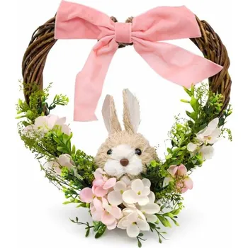 Vánoční ozdoba DECOLED Velikonoční věnec z proutí ve tvaru srdce 28 × 28 × 8 cm proutí