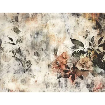 Fototapeta FOTOTAPETA KVĚTINY VINTAGE BETON BÉŽOVÁ DO LOŽNICE OBÝVACÍHO POKOJE TAPETA 350x250