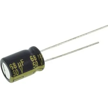 Kondenzátor Kondenzátor 68μF ±20procent 234mΩ 50V dc Průchozí otvor Elektrolytický řada FC Radial Panasonic