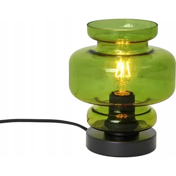 Lampička Stolní lampa v retro stylu černá se zeleným sklem - Denise