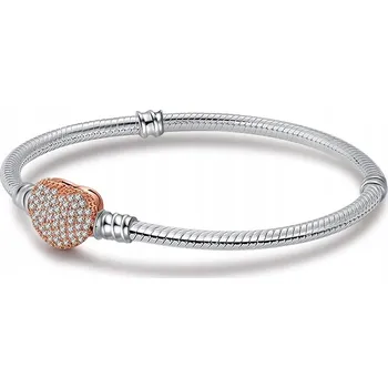 Náramek Bransoletka s postříbřením Charms STŘÍBRO 925 Stříbrné srdce 21 cm