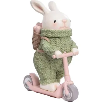 Velikonoční dekorace Velikonoční dekorace keramický zajíc na koloběžce, 23x12x30 cm