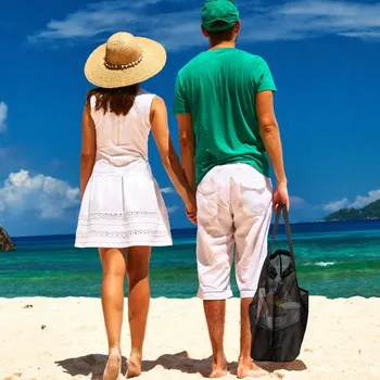 Kabelka VELKÁ PLÁŽOVÁ TAŠKA XXL S SÍŤKOU - SKLÁDACÍ - ODOLNÁ PÍSKU - LEHKÁ