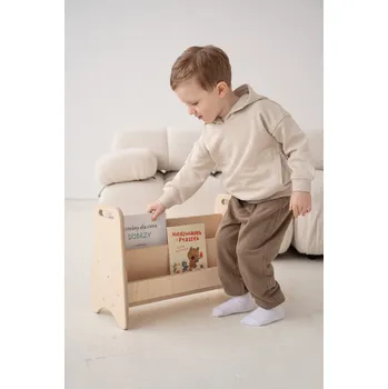 Dětská skříň Vingo Přenosná montessori knihovna, přírodní - 52 x 24 cm