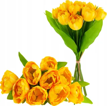 umělá květina 9X ŽLUTÝ TULIPÁN, KYTICE TULIPÁNŮ, UMĚLÉ KVĚTINY, JARO