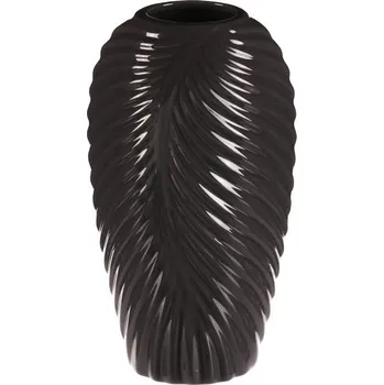 Váza Elegantní glazovaná keramická váza v antracitové šedé s jemným vzorem Barva: šedá