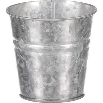 Nákupní košík Kulatý kovový obal na květiny - stříbrný zinkový dekor, 20 cm Barva: Stříbrná