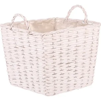 Hranatý proutěný košík na květiny tmavě hnědý s igelitovou vložkou Barva: bílá