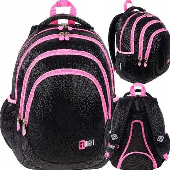 Školní batoh Vícekomorový Školní batoh St.Right černý, červený 23 l