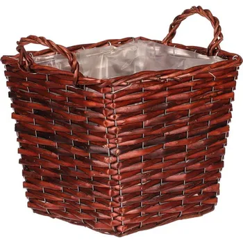 Hranatý proutěný košík na květiny tmavě hnědý - elegantní design Barva: Hnědá