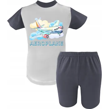 DĚTSKÉ PYŽAMO S KRÁTKÝM RUKÁVEM PRO CHLAPCE KRAŤASY LETADLO LÉTO 104