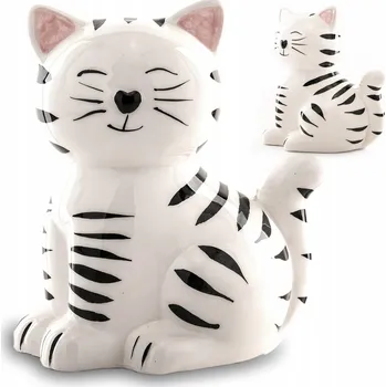 Pokladnička Pokladnička VELKÁ Otevírací Keramická Bílá KOČKA 17,5 cm