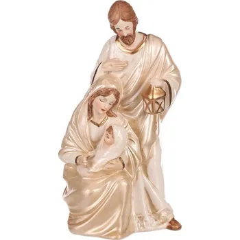 Vánoční dekorace Béžová porcelánová soška Betlém - Svatá rodina s Ježíškem Barva: Béžová