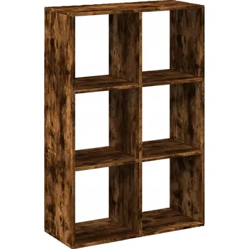 Knihovna Regál s přihrádkami, kouřový dub, 69,5x29x103,5 cm