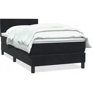 Postel Kontinentální postel černá s matrací 90x210 cm a topperem 90x210 cm