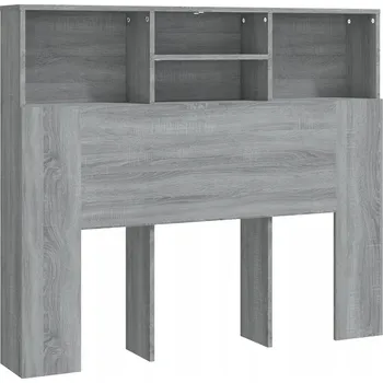 VidaXL Čelo postele s policemi, šedý dub