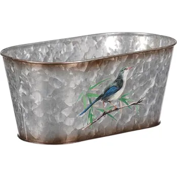 Kovový truhlík 25x13x11 cm s designem ptáčka - stylová dekorace Barva: Stříbrná