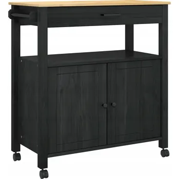 Servírovací stolek Kuchyňský vozík hladký černý 88,5 x 40 x 48 cm