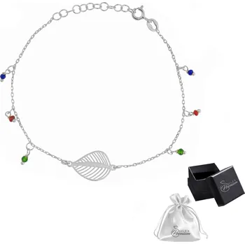 Náramek Stříbrný náramek ryzost 925 Rhodiovaný Celebrita LÍSTEK Křišťály Pro Ni