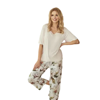 Dámské pyžamo Dámské dlouhé pyžamo Taro 3535/01 Afrodyta XXL Hnědá