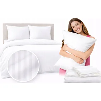 Povlečení POVLEČENÍ POVLEČENÍ HOTELOVÉ 160x200 DAMAŠEK + POVLEČENÍ NA POLŠTÁŘ 70x80 VÝROBEK POLSKÝ