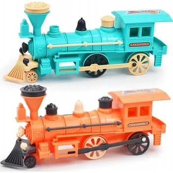 Vláček a vláčkodráha HRAČKA LOKOMOTIVA S NÁTAHOVÝM MOTOREM PRO DĚTI - KLASICKÁ PARNÍ LOKOMOTIVA S INERČNÍM POHONEM