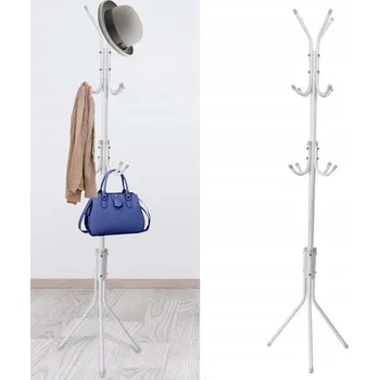 Věšák VĚŠÁK NA OBLEČENÍ A DOPLŇKY, 3 VÝŠKY, 175 CM, BÍLÝ KOV