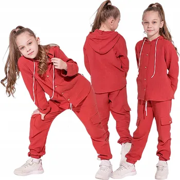 Teplákovka Dětská dívčí kalhoty mikina bavlna 140 CIHLA