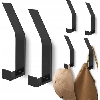 Věšák ČERNÝ DVOJITÝ VĚŠÁK NA ZEĎ HÁČEK DO KOUPELNY KUCHYNĚ 6 KS