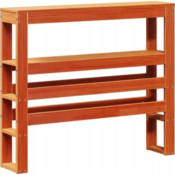 Čelo k posteli s policemi, voskově hnědá, 100 cm, borovice