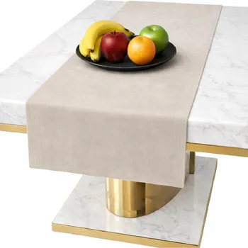 ubrus BĚHOUN na stůl velurový SVĚTLE BÉŽOVÝ 40x140 hladký klasický elegantní béžový