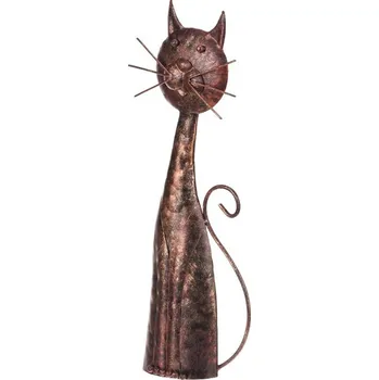 Měděná kovová zahradní dekorace - elegantní kočka na terasu Barva: Měděná