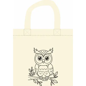 Nákupní taška Bavlněná taška 6l KRÉMOVÁ Sova