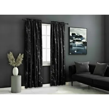 Závěs Dekorační vzorovaný závěs s řasící páskou MARBE 111 černá/stříbrná 140x250 cm (cena za 1 kus) MyBestHome