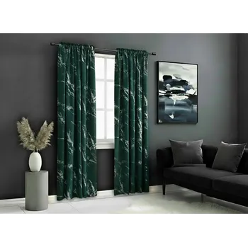 Závěs Dekorační vzorovaný závěs s řasící páskou MARBE 010 zelená/stříbrná 140x250 cm (cena za 1 kus) MyBestHome