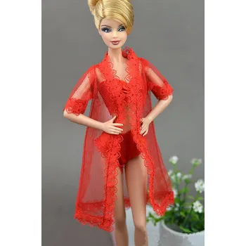 Barbie Krajkové spodní prádlo s župánkem Varianty: červená s župánkem