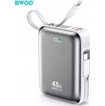 Powerbanka BWOO P78 powerbank 20000mAh rychlé nabíjení PD45W se 2 kabely USB-C a Lig